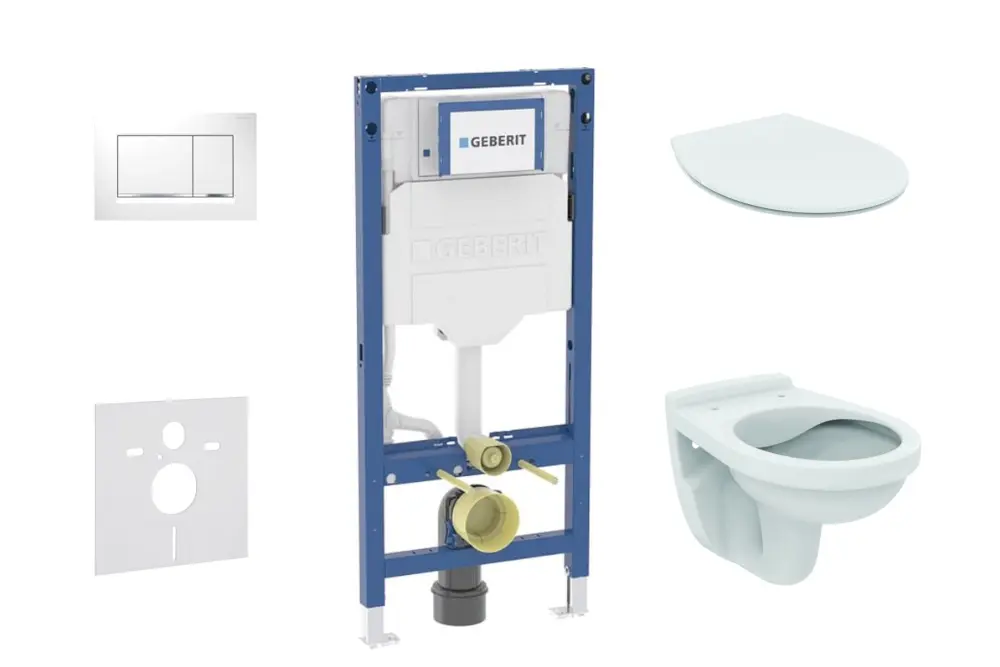 Geberit Duofix - komplekts priekšsienas elements, Alpha WC ar Softclose sēdekli un Sigma20 vadības plati, balts/hroms SANI11CD3104