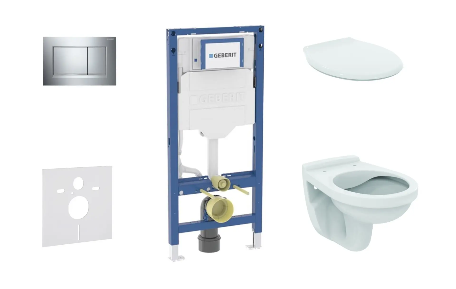 Geberit Duofix - komplekts priekšsienas elements, Alpha-WC ar sēdekli un Sigma20 vadības plati, hroms SANI11CD1129