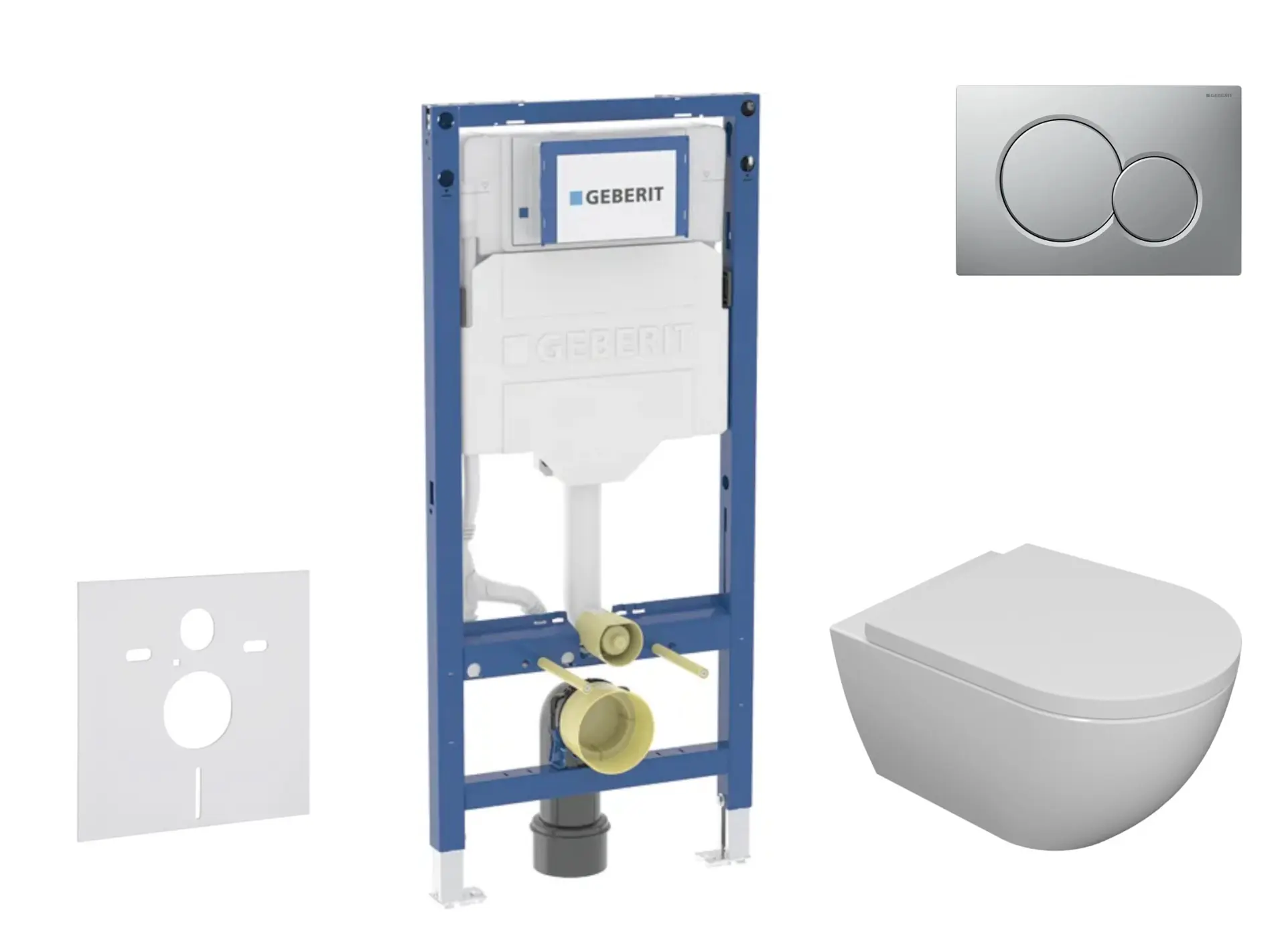 Geberit Duofix - komplekts ar priekšsienas elementu, WC Oudee ar SoftClose sēdekli un Sigma01 vadības plati, hroms matēts lakots SANI11CA1103B