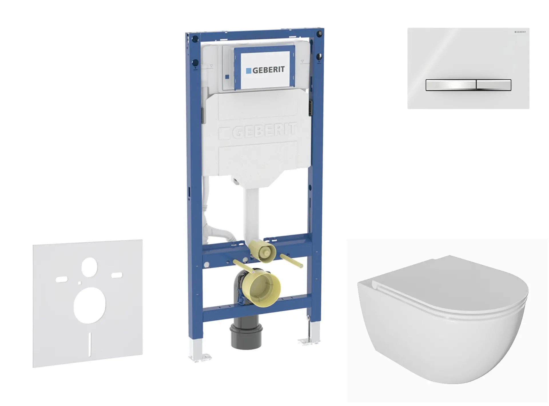 Geberit Duofix - komplekts priekšsienas elements, WC Oudee ar Softclose sēdekli un Sigma50 vadības plati, hroms/alpīnbalts SANI11CA3134B