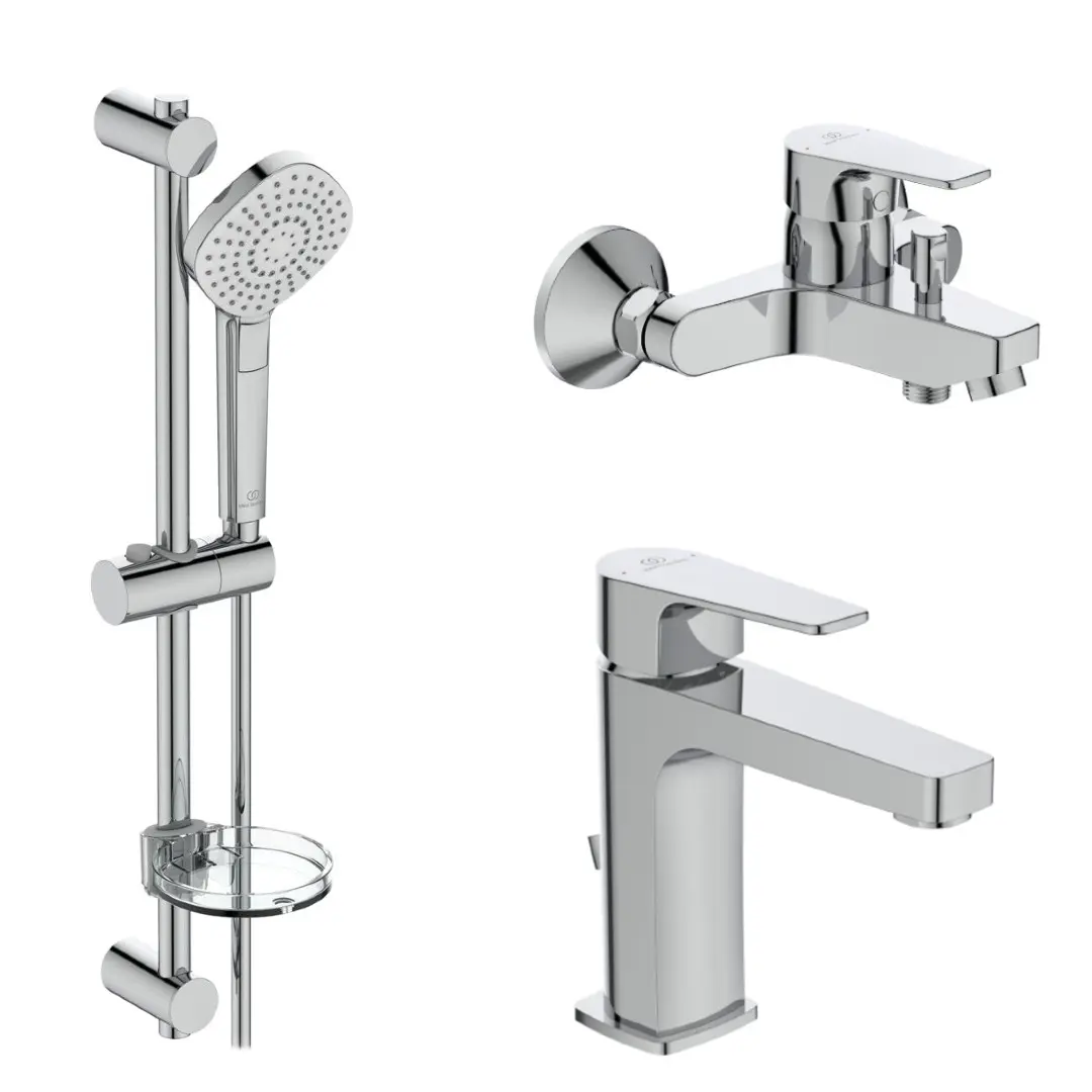 Ideal Standard Esla - dušas komplekts ar vannas un izlietnes maisītāju, 3 strūklas veidi, hroms BC264AA