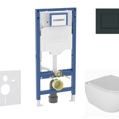 Geberit Duofix - komplekts priekšsienas elements, WC Oudee ar Softclose sēdekli un Sigma20 vadības plati, melns spīdīgs/melns matēts SANI11CA5130B