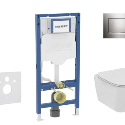 Geberit Duofix - komplekts: priekšsienas elements, Tesi WC ar Softclose sēdekli un Sigma20 vadības plati, spīdīgs hroms/spīdīgs hroms SANI11CD1113