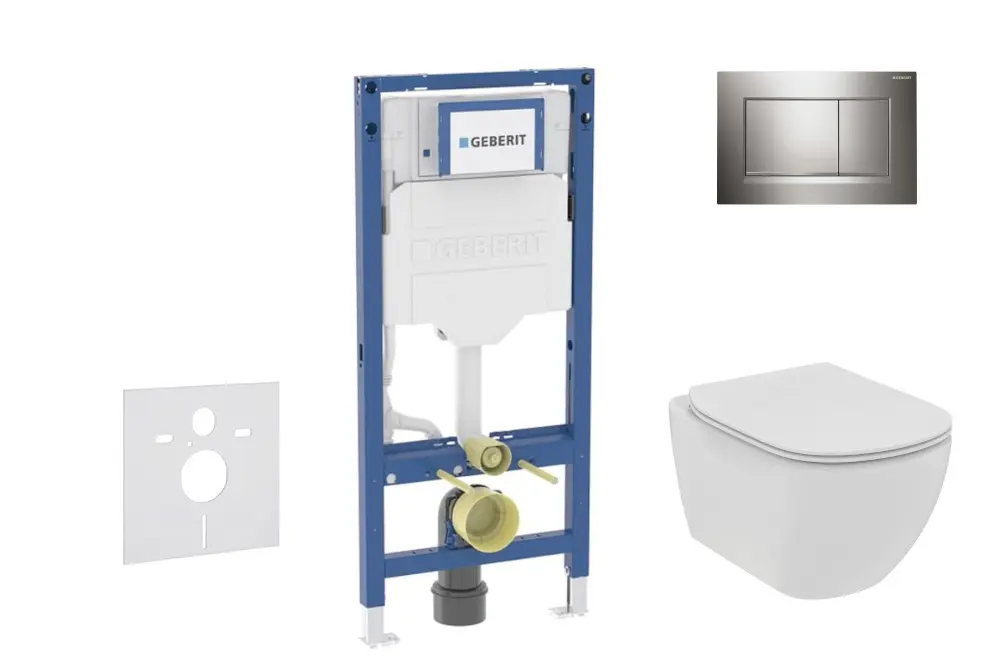 Geberit Duofix - komplekts: priekšsienas elements, Tesi WC ar Softclose sēdekli un Sigma20 vadības plati, spīdīgs hroms/spīdīgs hroms SANI11CD1113