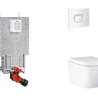 Grohe Uniset - komplekts ar priekšsienas elementu, WC ar SoftClose sēdekli un Arena Cosmopolitan vadības plati, Triple Vortex, Alpu balts SANI15BB3108