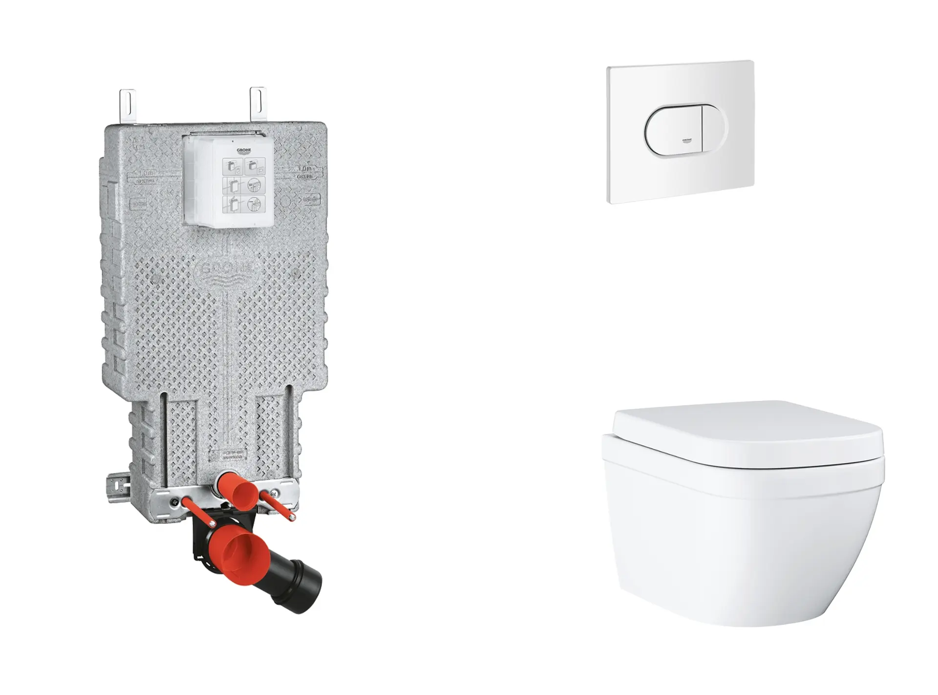 Grohe Uniset - komplekts ar priekšsienas elementu, WC ar SoftClose sēdekli un Arena Cosmopolitan vadības plati, Triple Vortex, Alpu balts SANI15BB3108