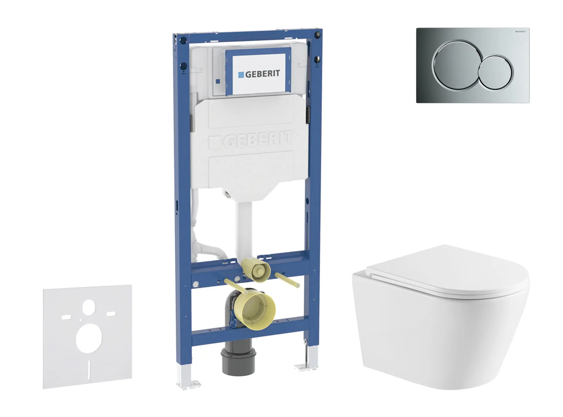 Geberit Duofix - komplekts ar priekšsienas elementu, Nefia WC ar Softclose sēdekli un Sigma01 vadības plāksni, spīdīgs hroms SANI11CA1161