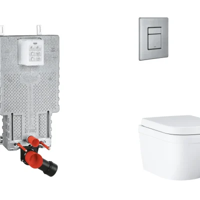 Grohe Uniset - komplekts priekšsienas elements, WC ar SoftClose sēdekli un Skate Cosmopolitan vadības plati, matēts nerūsējošais tērauds SANI15BB2106