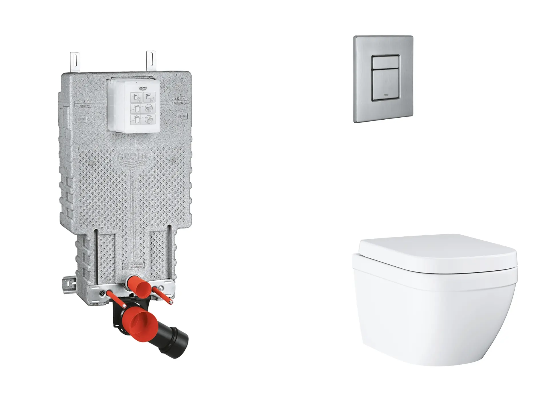 Grohe Uniset - komplekts priekšsienas elements, WC ar SoftClose sēdekli un Skate Cosmopolitan vadības plati, matēts nerūsējošais tērauds SANI15BB2106