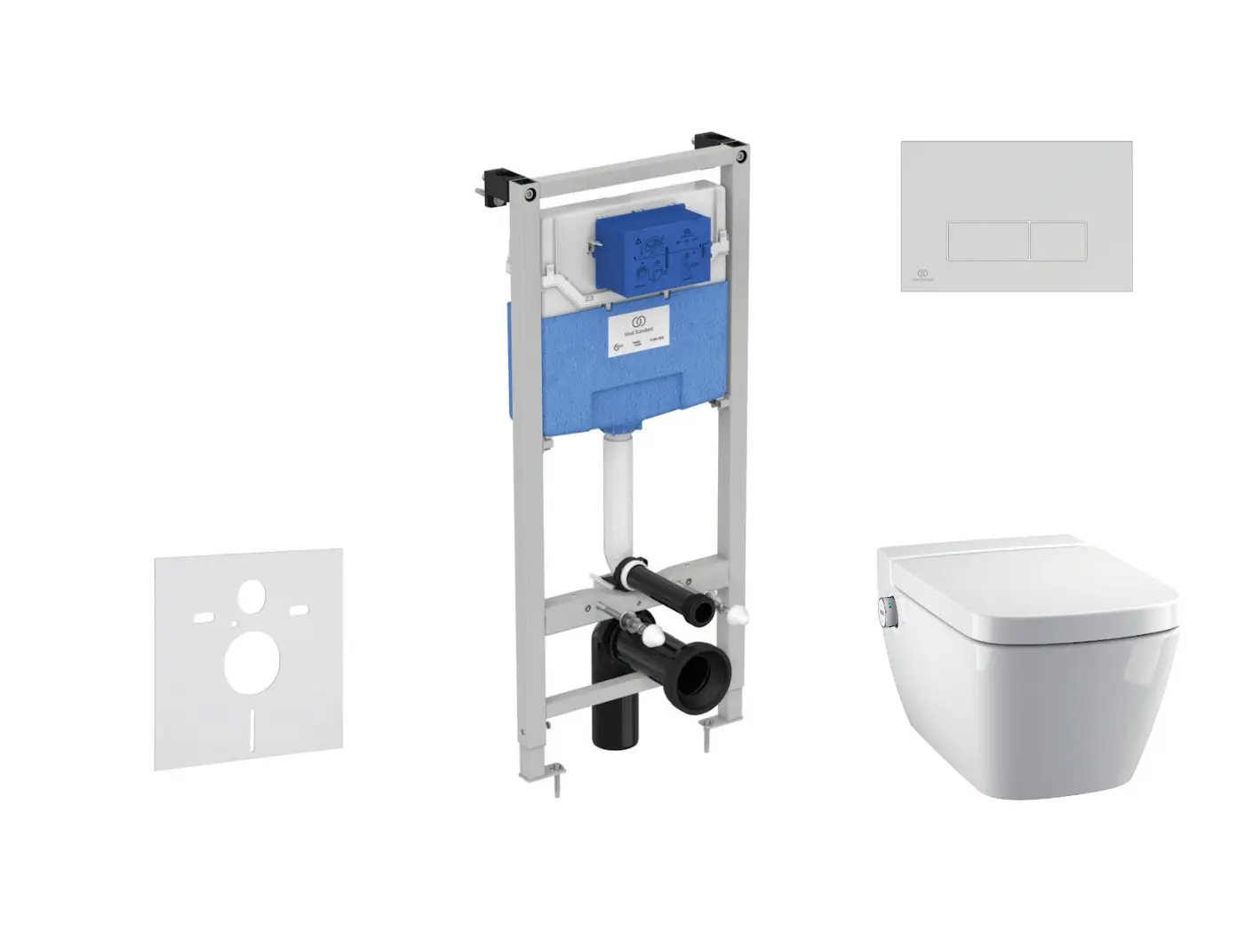 Ideal Standard ProSys - komplekts - priekšsienas elements, dušas WC un WC sēdeklis TECEone, vadības plate Oleas M2, Rimless, SoftClose, balts ProSys120M SP55