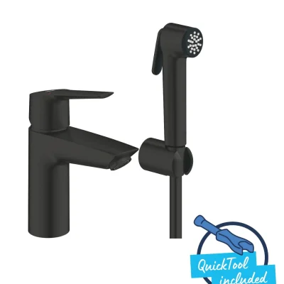Grohe QuickFix Start - izlietnes maisītājs ar bidē dušu, melni matēts 231232433