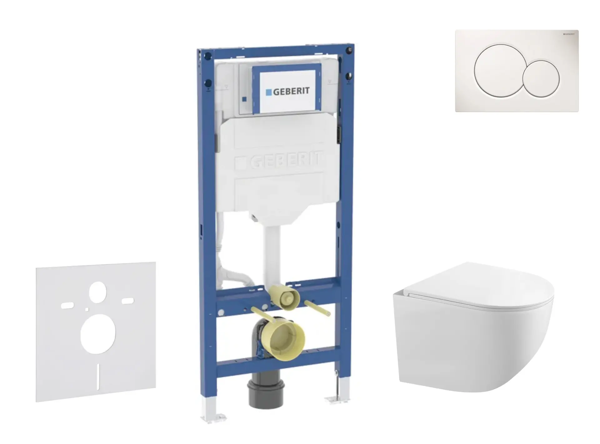 Geberit Duofix - priekšsienas elementa komplekts, Gaia WC ar Softclose sēdekli un Sigma01 vadības plāksni, alpu balts SANI11CA3117B