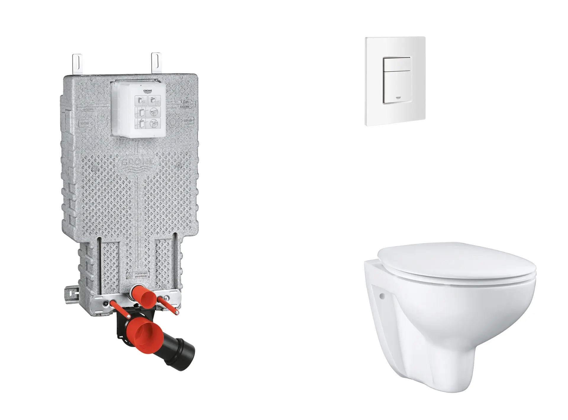 Grohe Uniset - komplekts priekšsienas elements, WC ar SoftClose sēdekli un Skate Cosmopolitan vadības plati, Alpu balts SANI15BB3101
