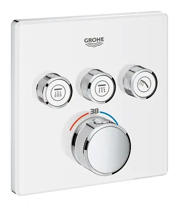 Grohe Grohtherm SmartControl - termostatisks vannas maisītājs - zemapmetuma ar 3 noslēgvārstiem, Moon White 29157LS0
