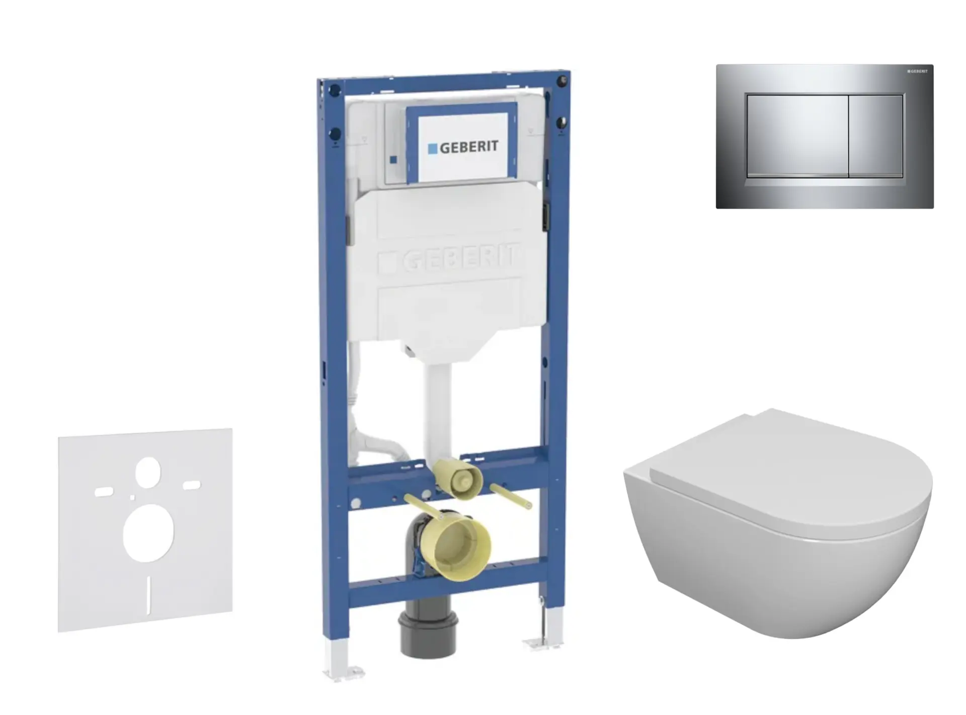 Geberit Duofix - priekšsienas elementa komplekts, Oudee WC ar Softclose sēdekli un Sigma20 vadības plāksni, hroms SANI11CA1101B
