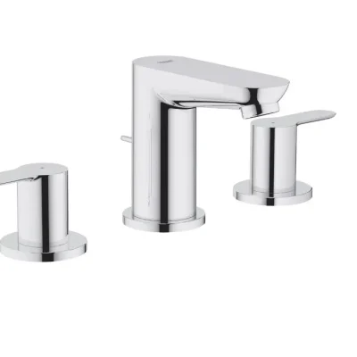 Grohe BauEdge - izlietnes maisītājs ar noteci, 3 caurumu montāža, hroms 20197000