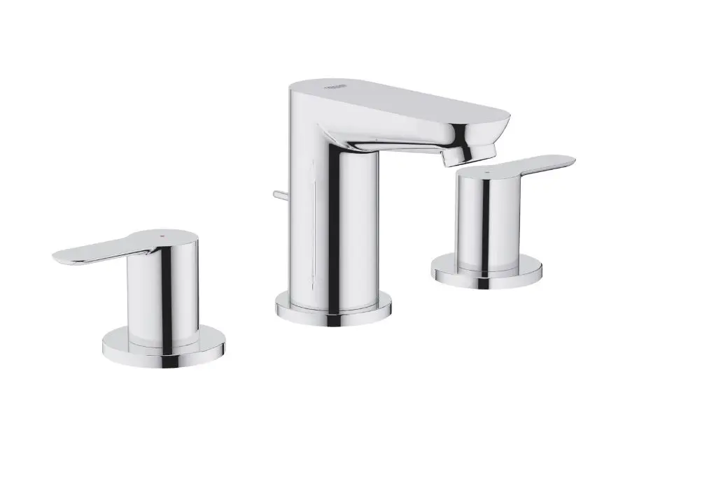 Grohe BauEdge - izlietnes maisītājs ar noteci, 3 caurumu montāža, hroms 20197000