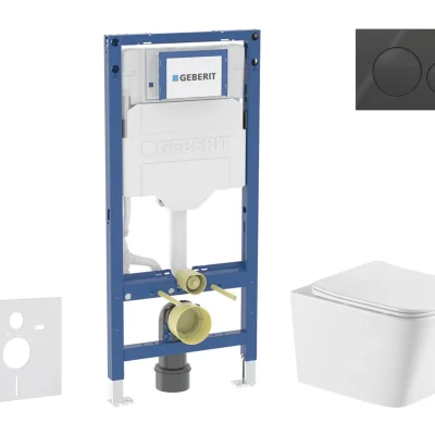 Geberit Duofix - komplekts ar priekšsienas elementu, WC Arkas I ar Softclose sēdekli un Sigma20 vadības plati, melns spīdīgs/melns matēts SANI11CA5183