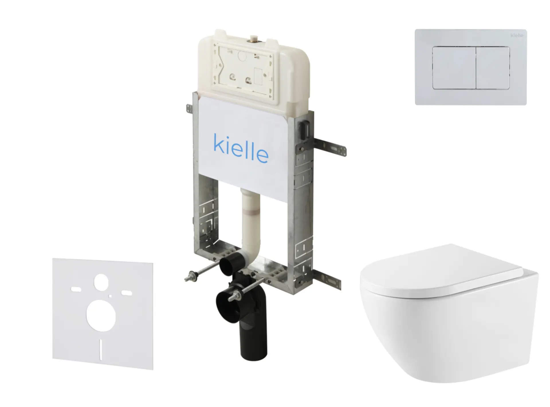 kielle Genesis New - komplekts priekšsienas montāžai, WC Oudee, Vortex Rimless+, Softclose sēdeklis un vadības plate Gemini New III, spīdīgs hroms 30528SZ71