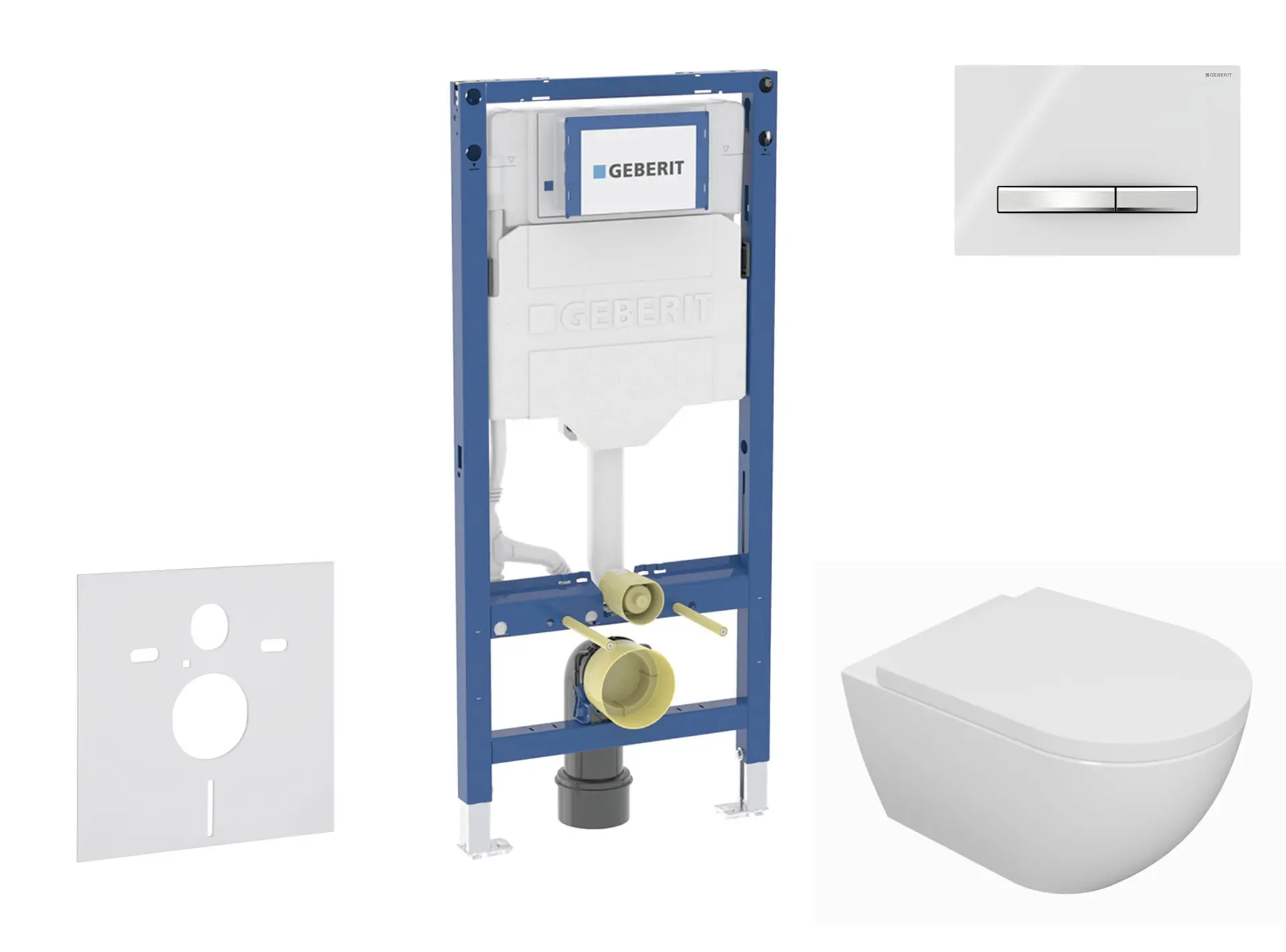 Geberit Duofix - komplekts priekšsienas elements, WC Oudee ar Softclose sēdekli un Sigma50 vadības plati, hroms/alpīnbalts SANI11CA3126B