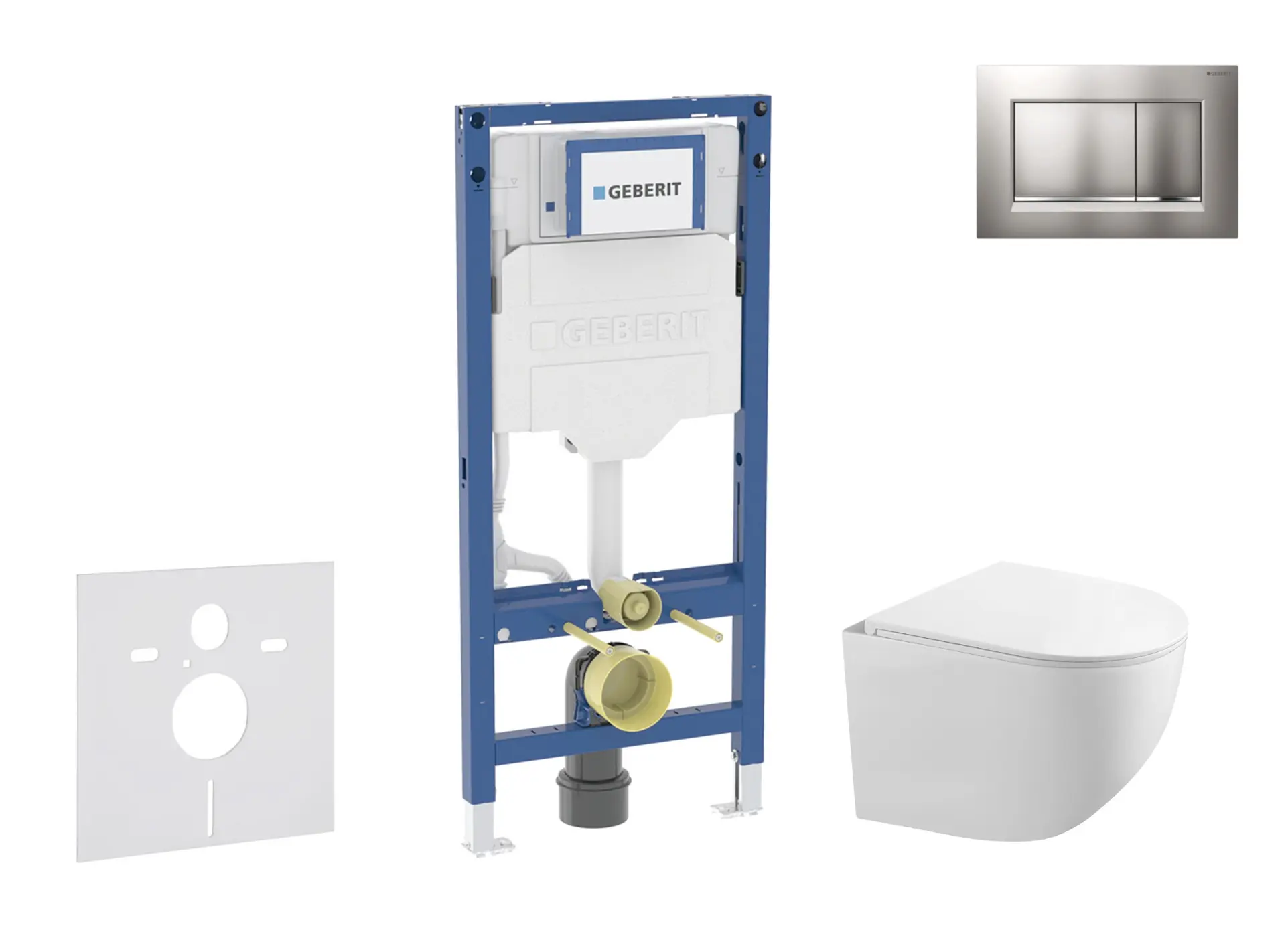 Geberit Duofix - komplekts ar priekšsienas elementu, Gaia-WC ar Softclose sēdekli un Sigma20 vadības plati, hroms matēts/hroms SANI11CA1128B