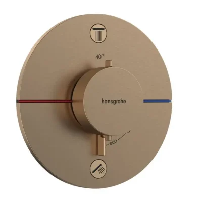 Hansgrohe ShowerSelect Comfort - zemapmetuma termostata maisītājs, 2 patērētājiem, birstēta bronza 15554140