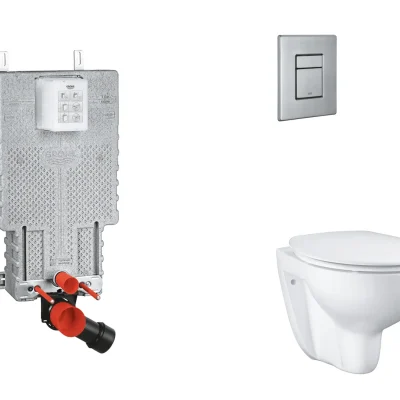 Grohe Uniset - komplekts priekšsienas elements, WC ar Softclose sēdekli un Skate Cosmopolitan vadības plati, birstēts nerūsējošais tērauds SANI15BB2103