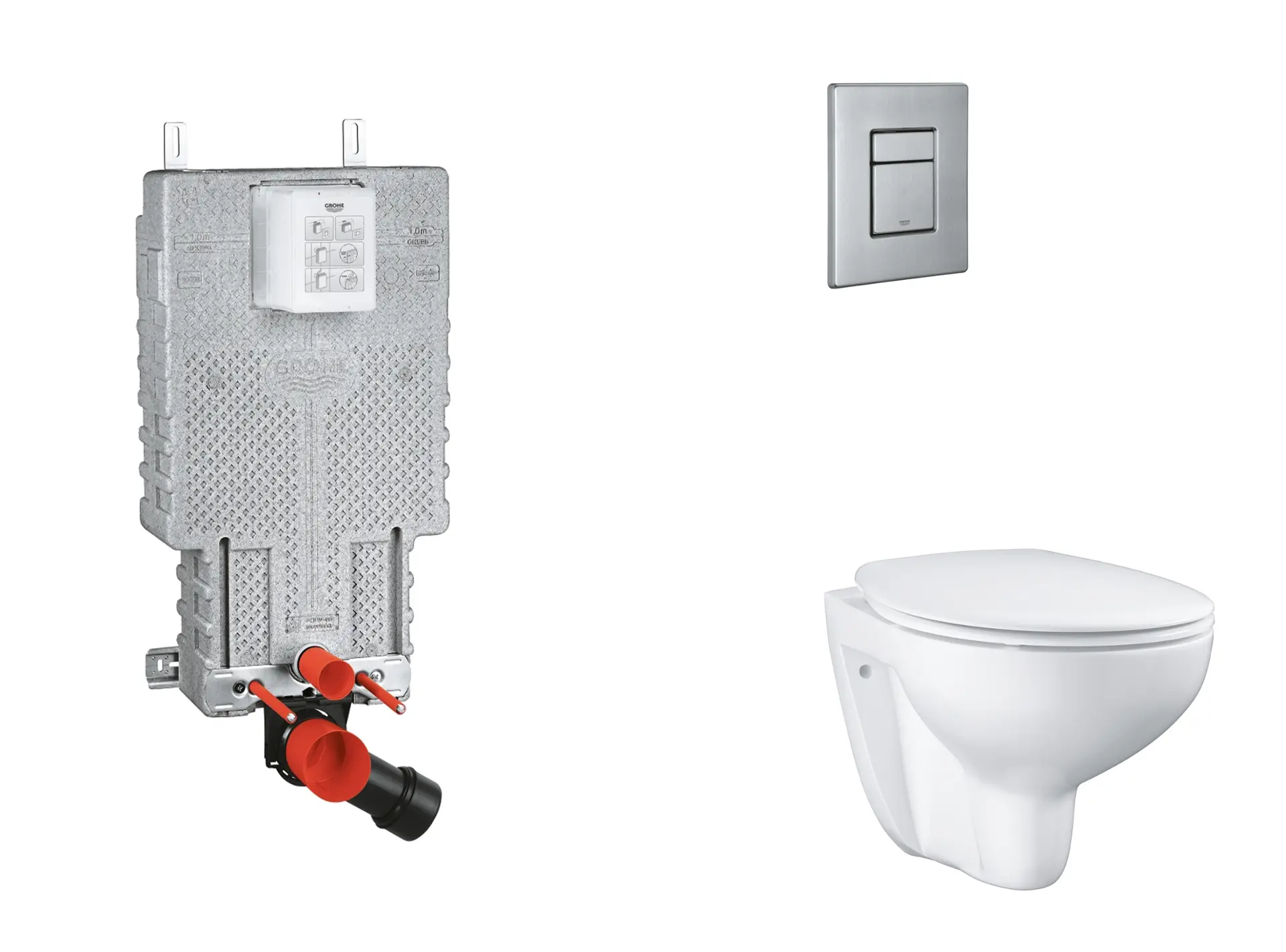 Grohe Uniset - komplekts priekšsienas elements, WC ar Softclose sēdekli un Skate Cosmopolitan vadības plati, birstēts nerūsējošais tērauds SANI15BB2103