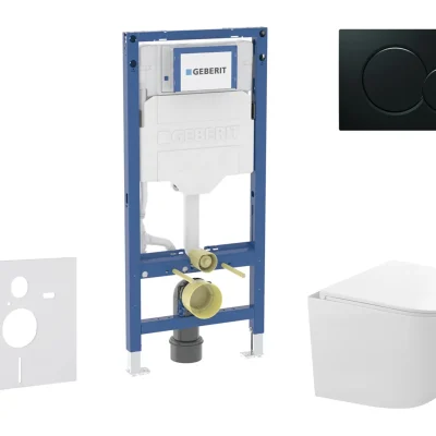 Geberit Duofix - komplekts priekšsienas elements, kompaktā WC Gaia ar Softclose sēdekli un Sigma01 vadības plati, melns SANI11CA5117B