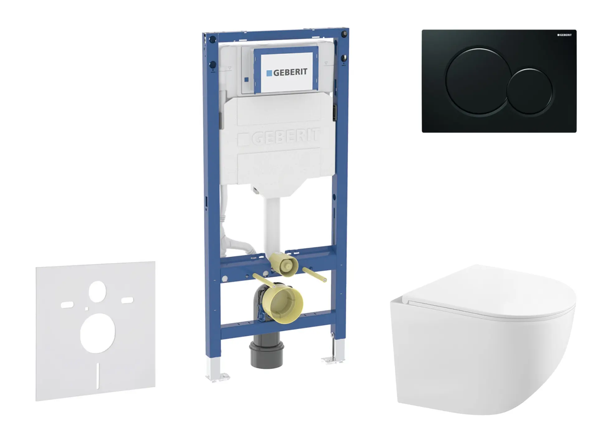 Geberit Duofix - komplekts priekšsienas elements, kompaktā WC Gaia ar Softclose sēdekli un Sigma01 vadības plati, melns SANI11CA5117B