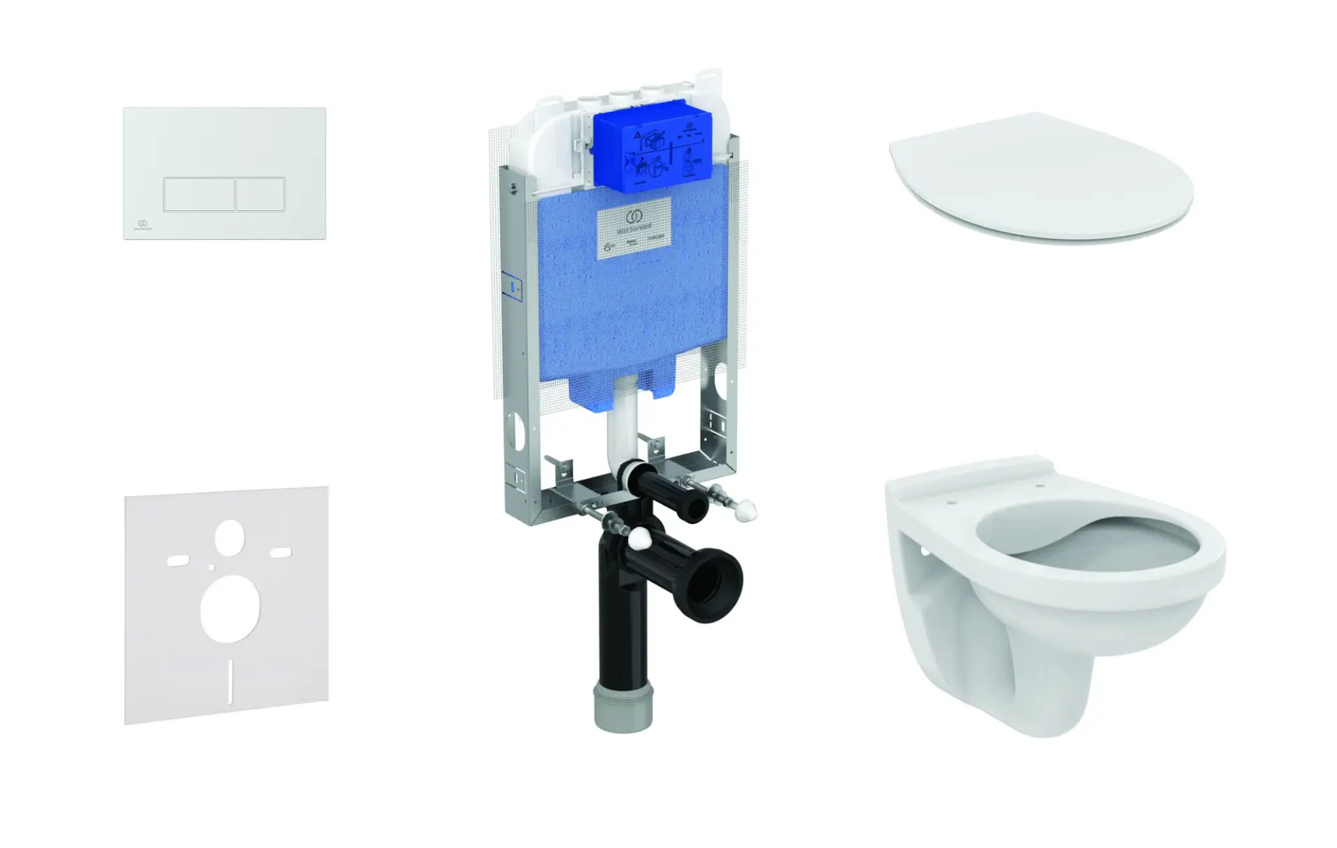 Ideal Standard ProSys - komplekts - priekšsienas elements, klozetpods un WC sēdeklis Alpha, vadības plate Oleas M2, SoftClose, matēts hroms ProSys80M SP110