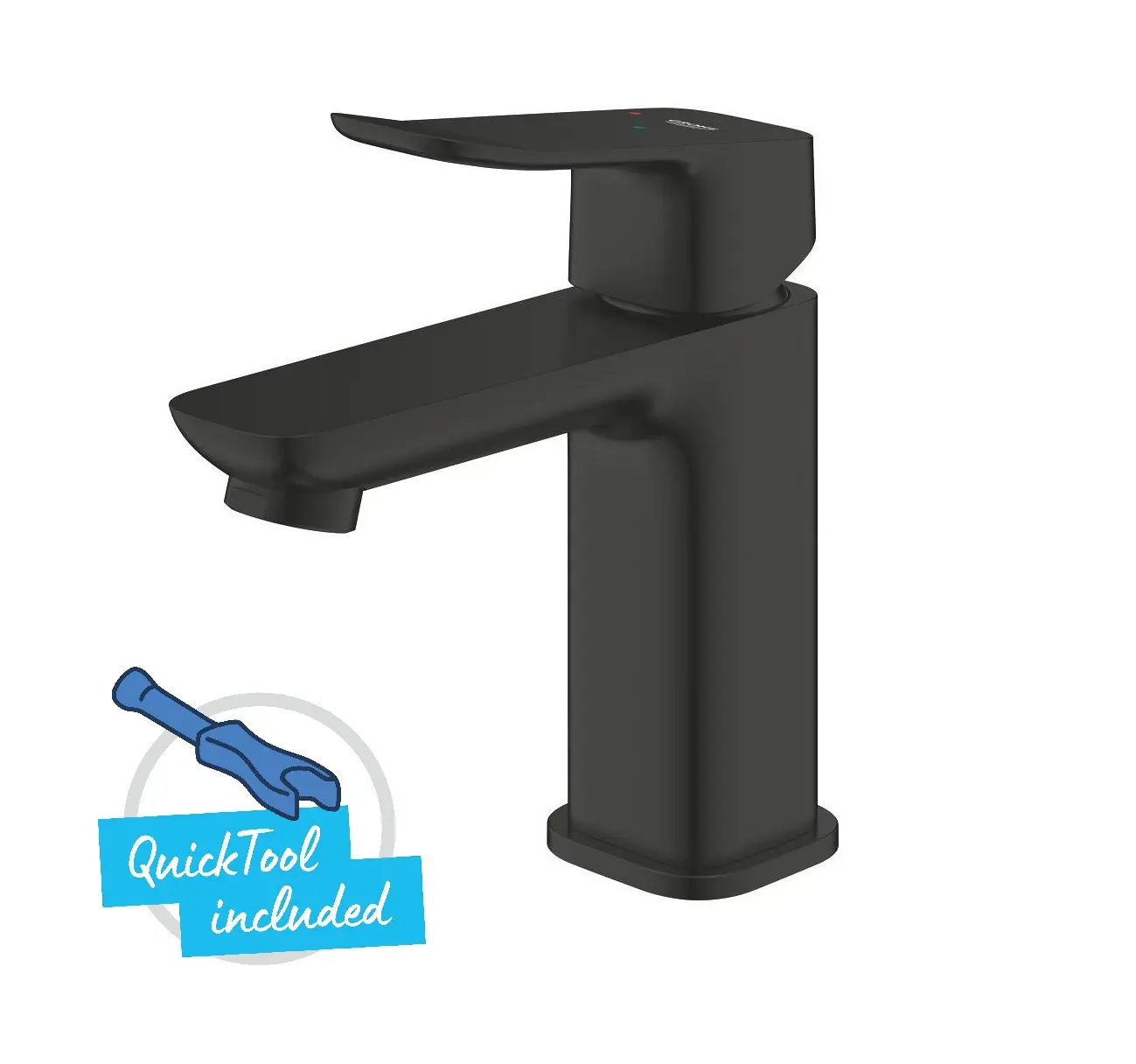 Grohe Dice - izlietnes maisītājs ar Push-Open noteces komplektu, aukstā starta funkcija, melns matēts 1018612430