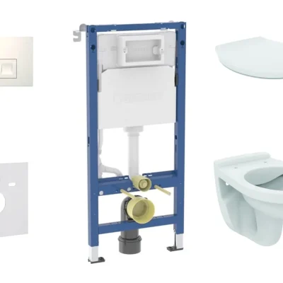 Geberit Duofix - komplekts priekšsienas montāžas elements, Alpha-WC ar sēdekli un Delta35 vadības plati, Alpu balts SANI11CD3143