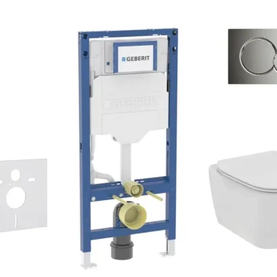 Geberit Duofix - komplekts: priekšsienas elements, Tesi WC ar Softclose sēdekli un Sigma01 vadības plati, spīdīgs hroms SANI11CD1109
