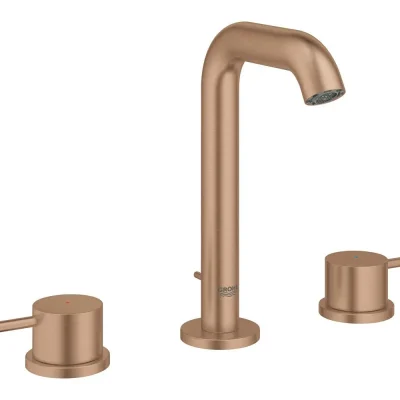 Grohe Essence - izlietnes maisītājs ar noteces komplektu, 3 caurumu montāža, Warm Sunset birstēts 20296DL1