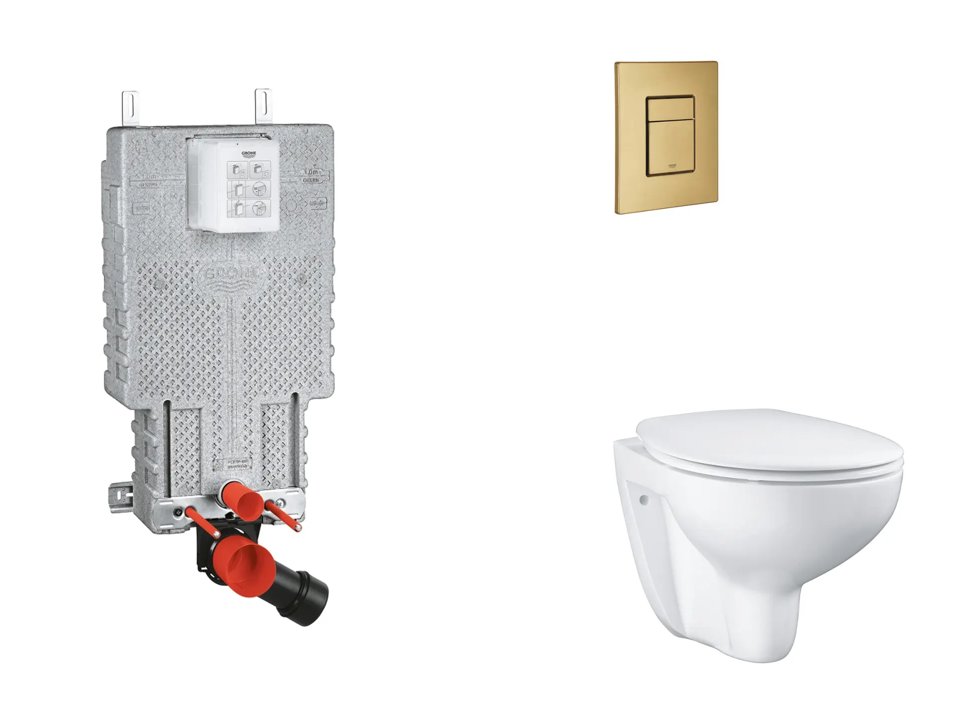 Grohe Uniset - komplekts ar priekšsienas elementu, WC ar SoftClose sēdekli un Skate Cosmopolitan vadības plati, Cool Sunrise matēts SANI15BB4101