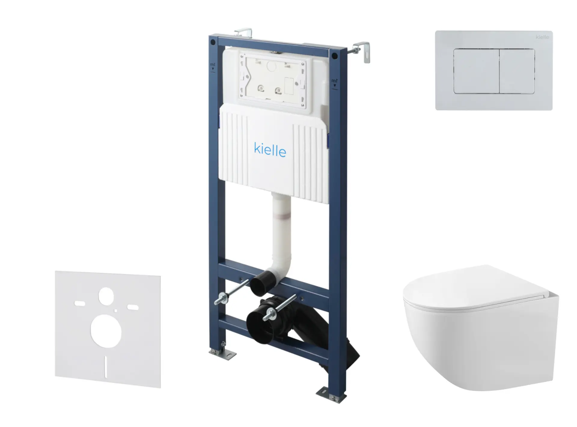 kielle Genesis New - komplekts priekšsienas uzstādīšanai, kompaktais WC Gaia, Rimless, Softclose sēdeklis un vadības plate Gemini New III, spīdīgs hroms 30528SS89