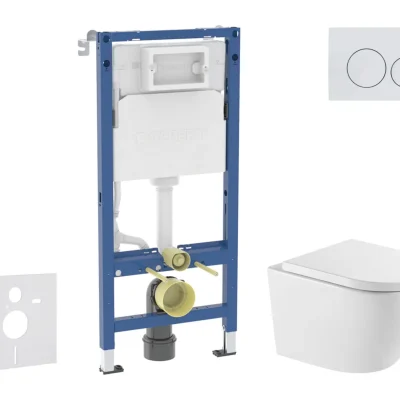 Geberit Duofix - komplekts ar priekšsienas elementu, WC Oudee ar Softclose sēdekli un Delta20 vadības plāksni, Alpu balts SANI11CA31137