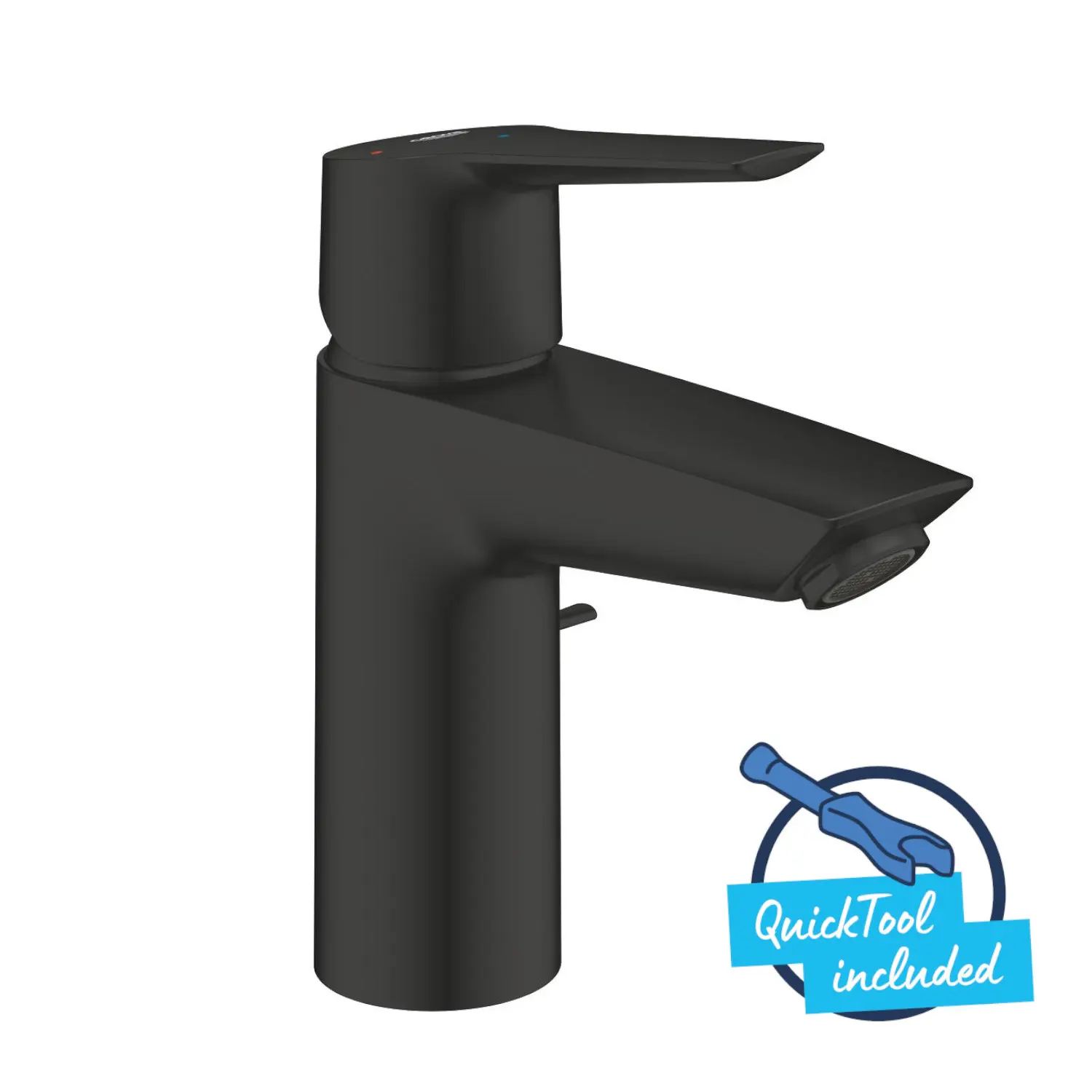 Grohe QuickFix Start - izlietnes maisītājs ar noteci, CoolStart, matēti melns 311372432