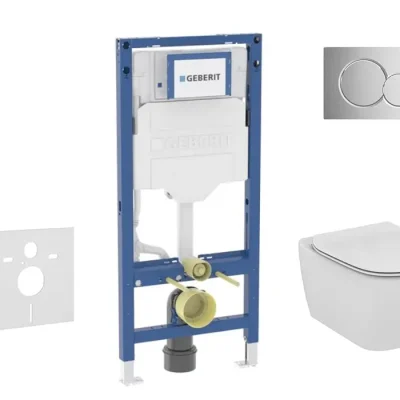 Geberit Duofix - komplekts: priekšsienas elements, Tesi WC ar Softclose sēdekli un Sigma01 vadības plati, spīdīgs hroms SANI11CD1133