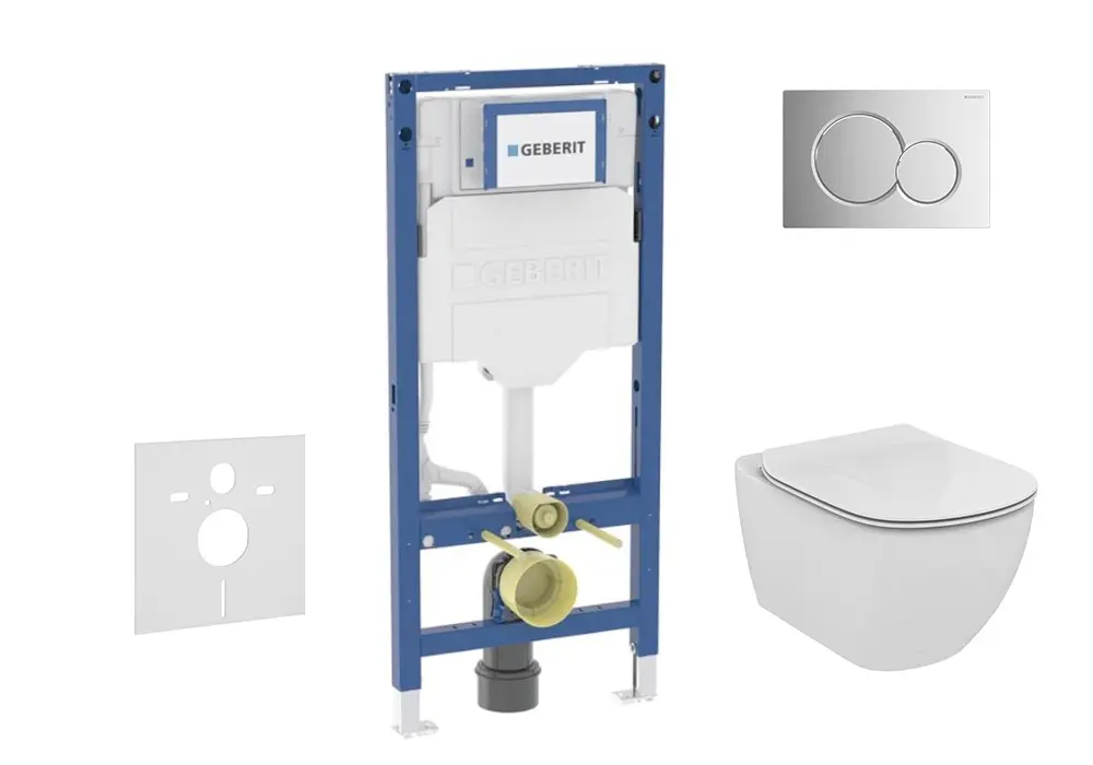 Geberit Duofix - komplekts: priekšsienas elements, Tesi WC ar Softclose sēdekli un Sigma01 vadības plati, spīdīgs hroms SANI11CD1133