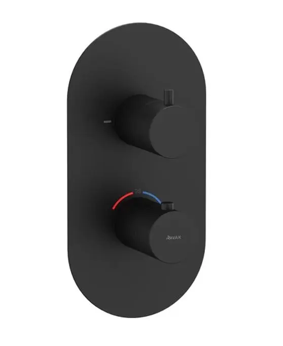Ravak Espirit - zemapmetuma termostata maisītājs, 2 patērētājiem, matēti melns X070286