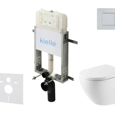 kielle Genesis New - komplekts priekšsienas montāžai, WC Oudee, Vortex Rimless+, Softclose sēdeklis un vadības plate Gemini New III, augsti spīdīgs hroms 30528SZ62