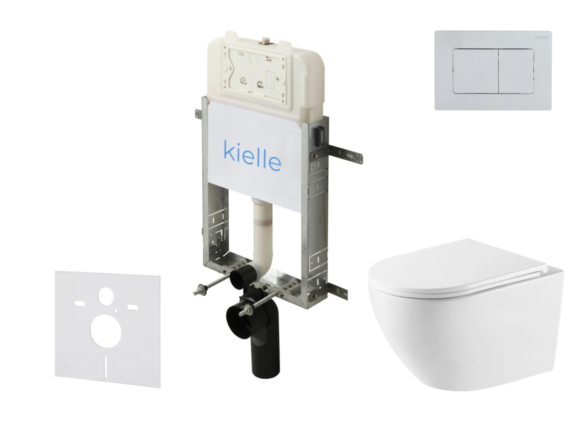kielle Genesis New - komplekts priekšsienas montāžai, WC Oudee, Vortex Rimless+, Softclose sēdeklis un vadības plate Gemini New III, augsti spīdīgs hroms 30528SZ62