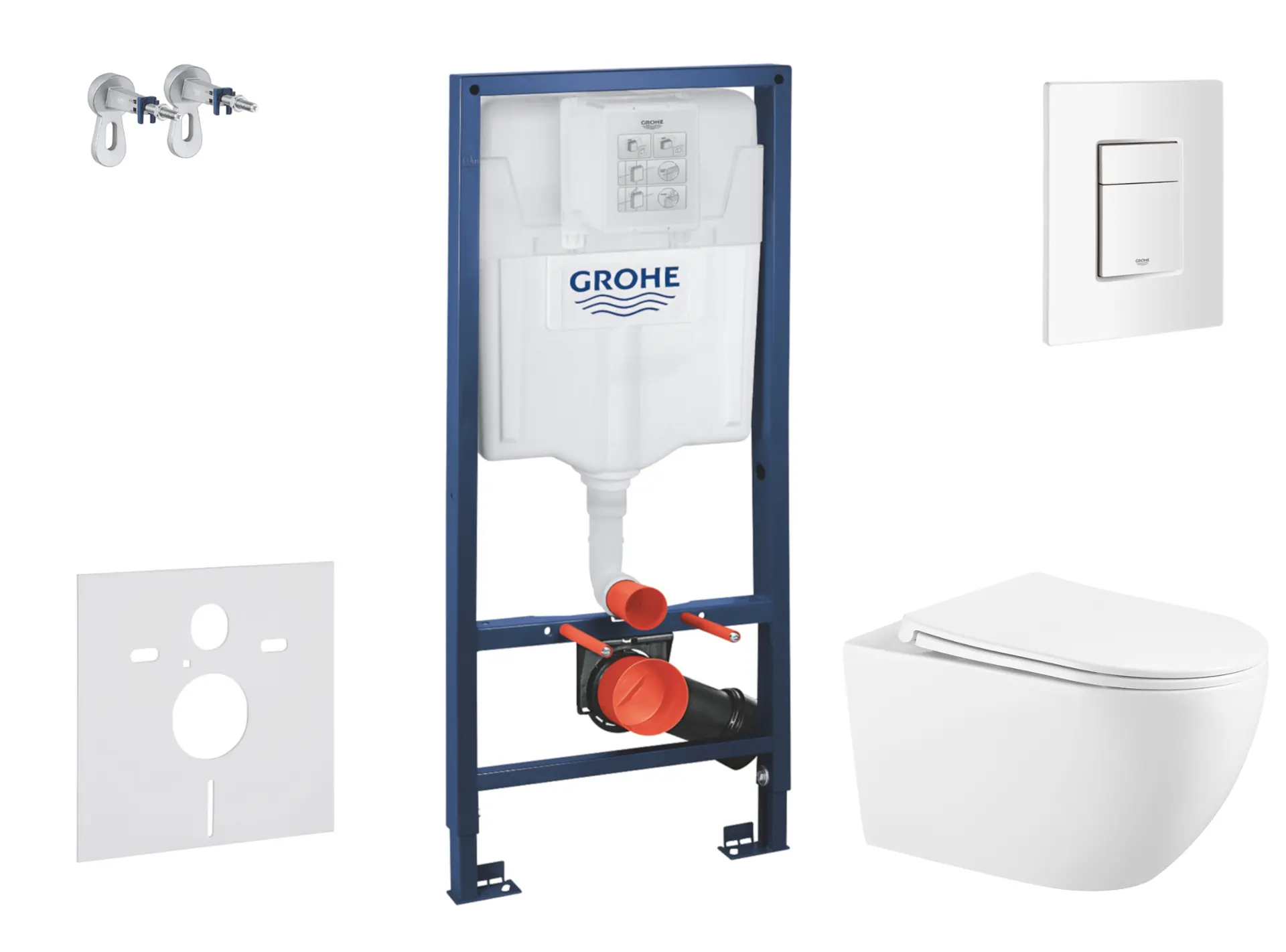 Grohe Rapid SL - priekšsienas elementu komplekts, WC Gaia ar Softclose sēdekli un Skate Cosmopolitan vadības plati, alpu balta SANI11BA3102