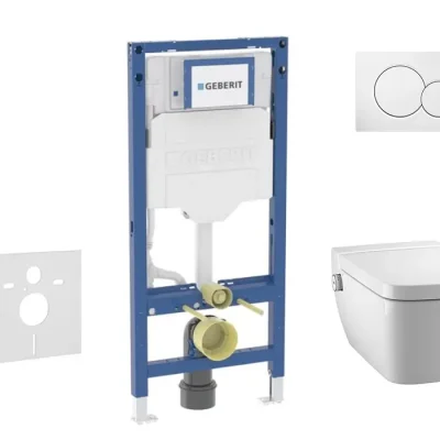 Geberit Duofix - komplekts ar priekšsienas elementu, TECEone WC ar Softclose sēdekli un Sigma01 vadības plati, alpu balts SANI11CT3100