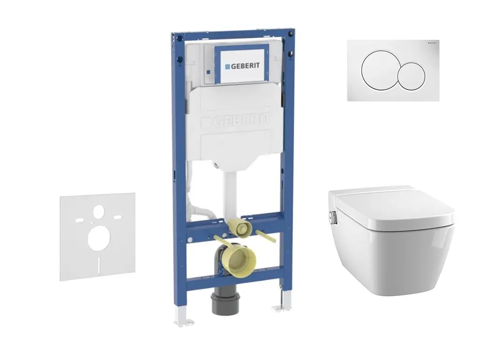 Geberit Duofix - komplekts ar priekšsienas elementu, TECEone WC ar Softclose sēdekli un Sigma01 vadības plati, alpu balts SANI11CT3100