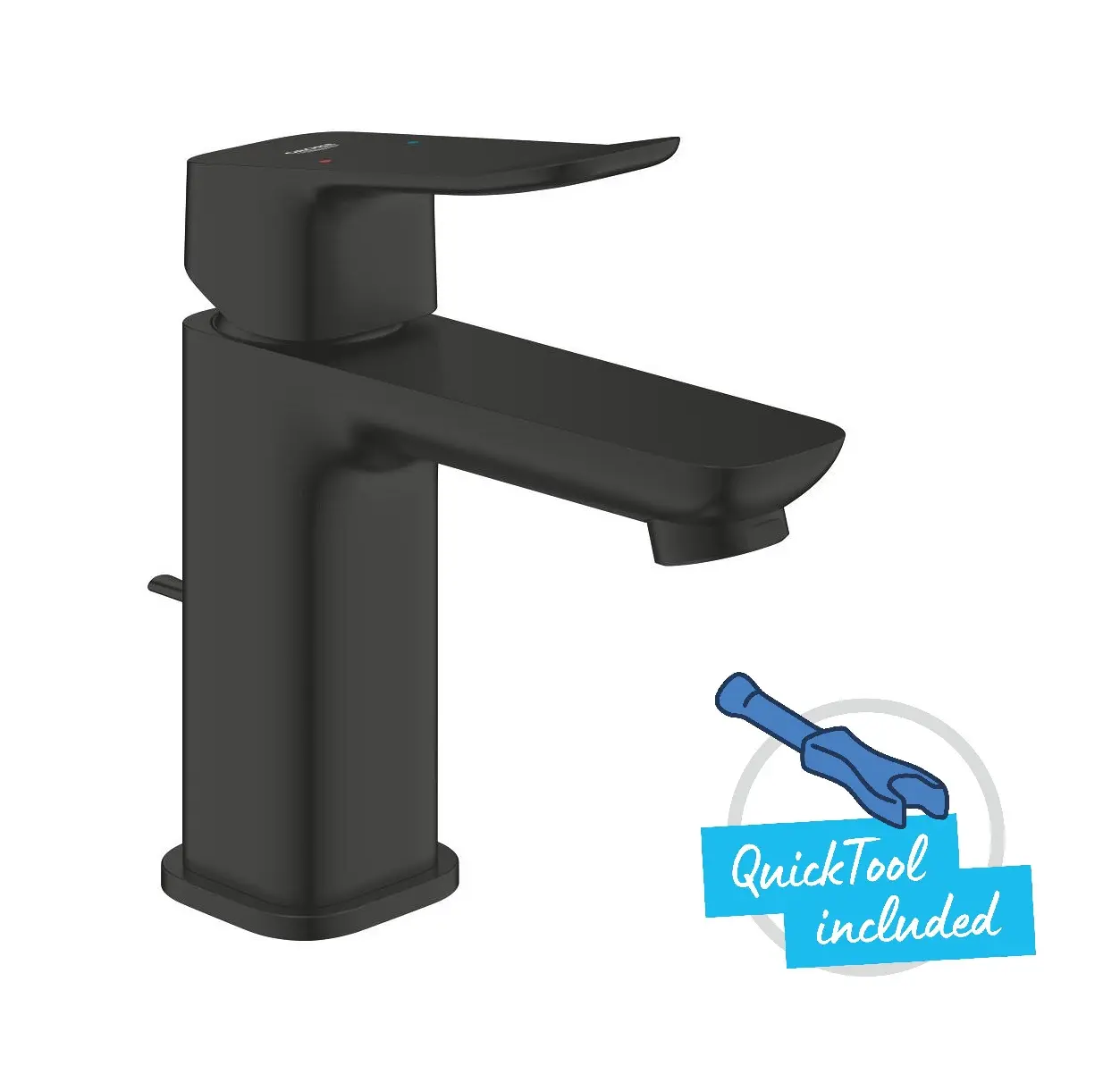Grohe Dice - izlietnes maisītājs ar noteces komplektu, matēti melns 1018562430