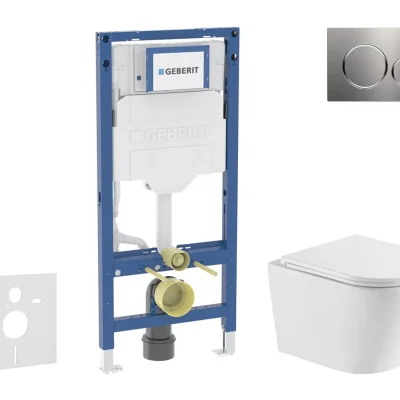 Geberit Duofix - komplekts ar priekšsienas elementu, WC Nefia ar SoftClose sēdekli un Sigma20 vadības plati, nerūsējošais tērauds SANI11CA6171