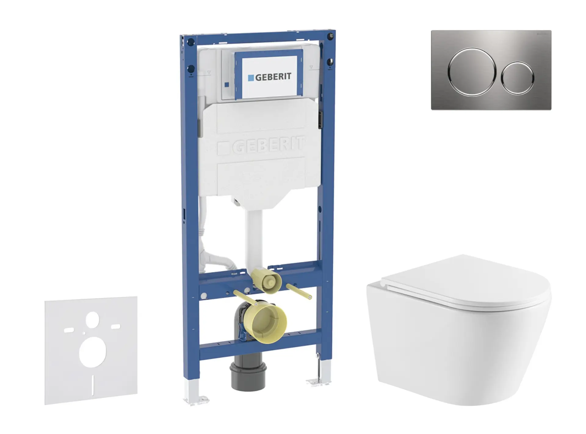 Geberit Duofix - komplekts ar priekšsienas elementu, WC Nefia ar SoftClose sēdekli un Sigma20 vadības plati, nerūsējošais tērauds SANI11CA6171